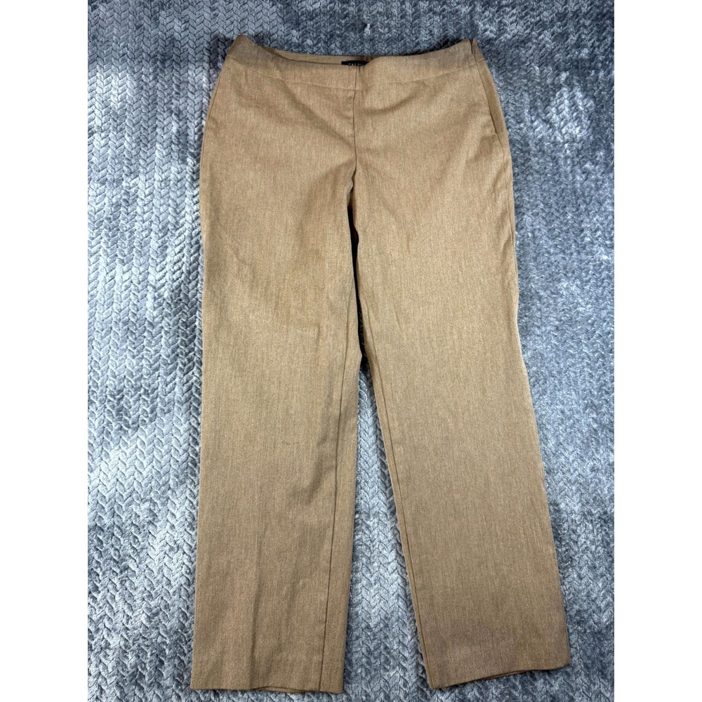 Talbots Dress Pants Women 12 Brown Stretch Business Career Mid Rise Straight Leg